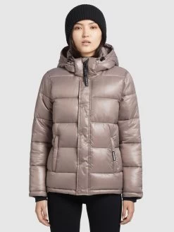 Khujo Winterjassen Winterjas Gerda Shiny Dames Beige -Khujo 46bca8ce784a7a161a6f5e01c4f77d29