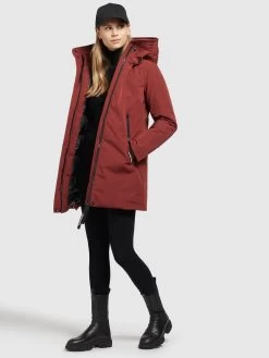 Khujo Winterjassen Winterjas Viona 3 Dames Roestrood -Khujo 8831c16c32f5c16c1f5f482608546e47