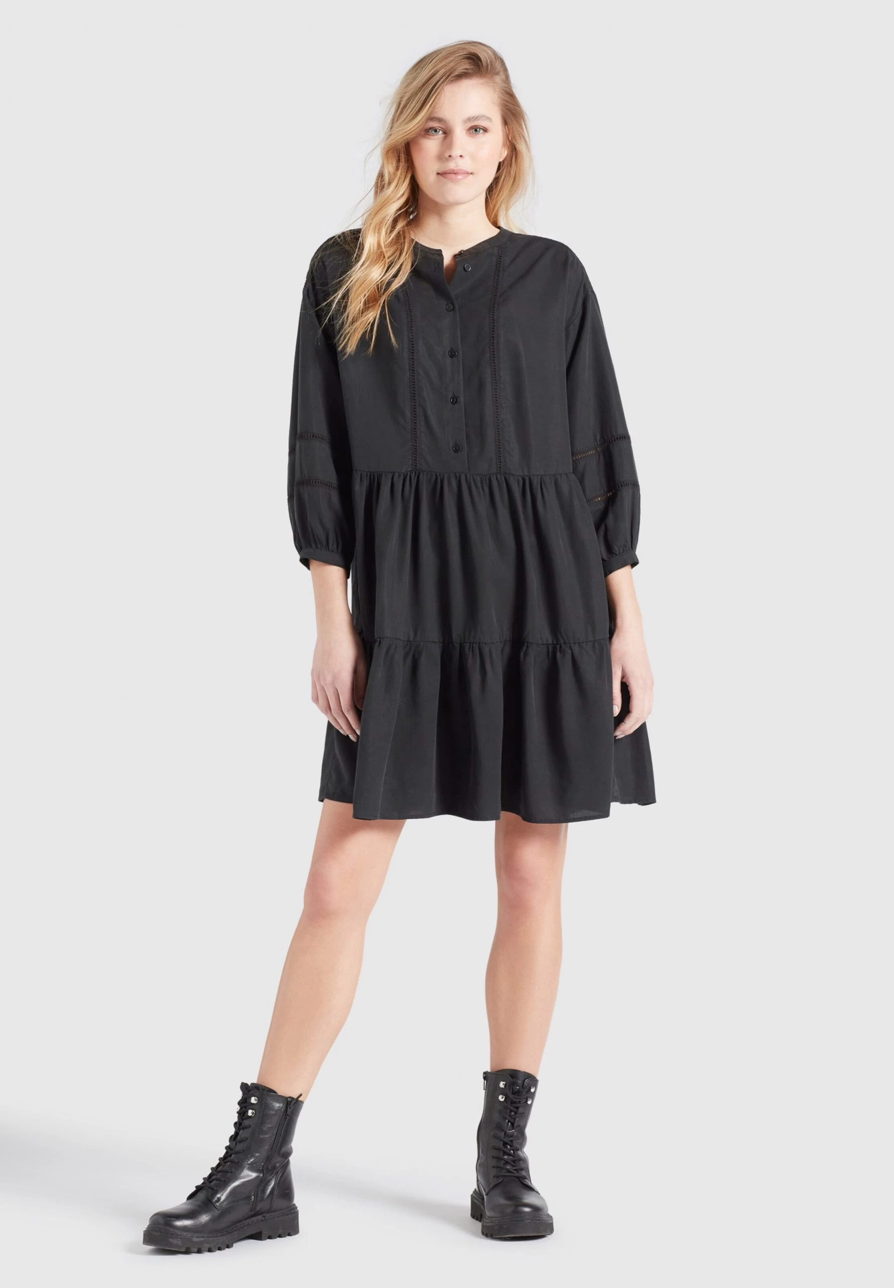 Khujo Blousejurken Blousejurk Crepes Dames Zwart 6 Khujo Blousejurken Blousejurk Crepes Dames Zwart - Afbeelding 4